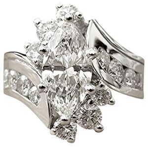 Silver Tone interlocking Rings totaling 2 CT size 5